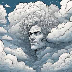 man made of clouds